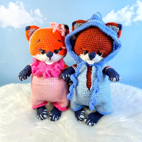 Crochet Fox Doll Amigurumi Pattern PDF, Woodland Fox Couple, Dress Up Doll