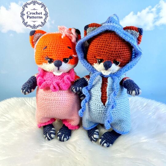 Crochet Fox Doll Amigurumi Pattern PDF, Woodland Fox Couple, Dress Up Doll