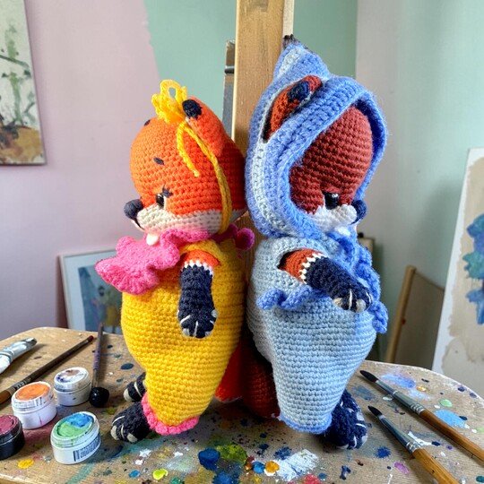 Crochet Fox Doll Amigurumi Pattern PDF, Woodland Fox Couple, Dress Up Doll