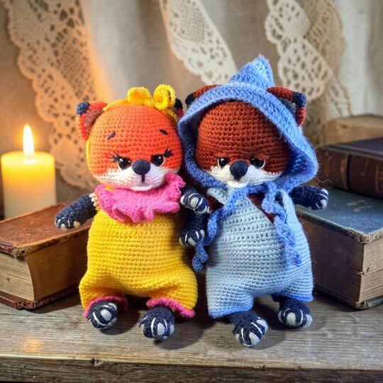 Crochet Fox Doll Amigurumi Pattern PDF, Woodland Fox Couple, Dress Up Doll
