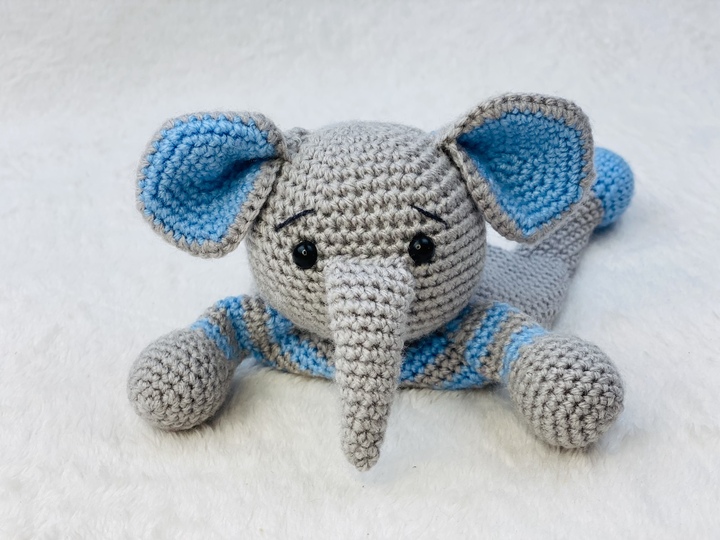 Crochet Elephant Lovey,Hugging Elephant Snuggler, Elephant Security Blanket