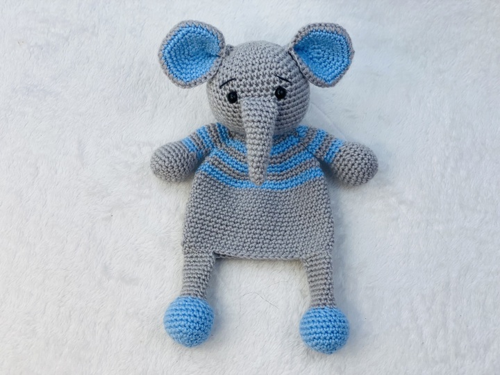 Crochet Elephant Lovey,Hugging Elephant Snuggler, Elephant Security Blanket