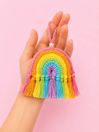 Kleiner Regenbogen – Anhänger mit Fransen | Häkelanleitung deutsch/ english