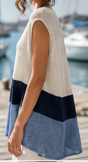 Coastal Breeze Top Knitting Pattern PDF – Scandinavian A-Line Sleeveless Su