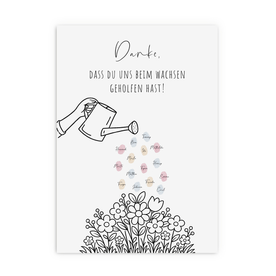Poster FINGERABDRÜCKE Abschied Kita Schule Abschiedsgeschenk GIEßKANNE