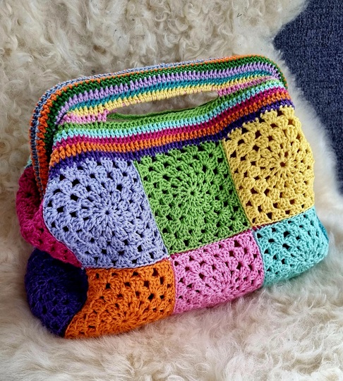 Häkeltasche Granny Clutch Bäg