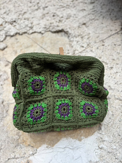 Häkeltasche Granny Clutch Bäg
