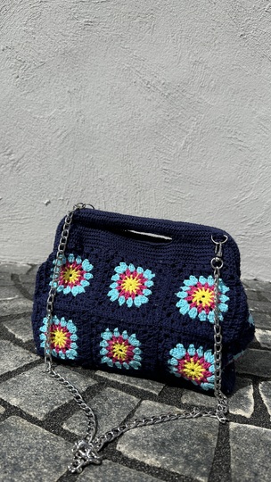 Häkeltasche Granny Clutch Bäg