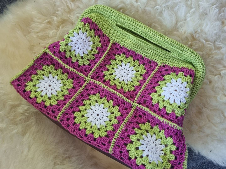Häkeltasche Granny Clutch Bäg