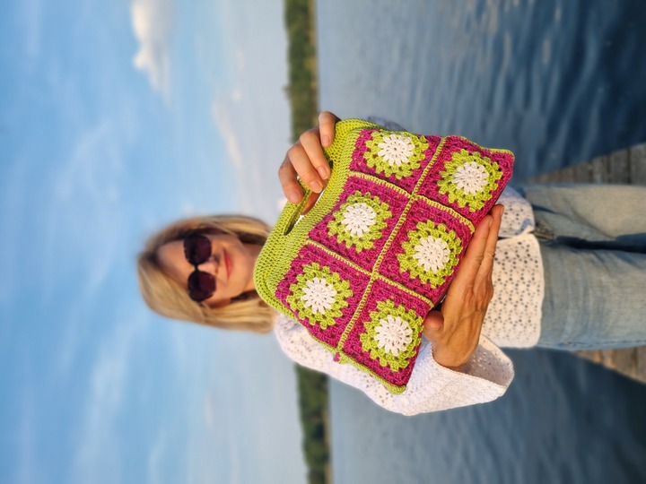 Häkeltasche Granny Clutch Bäg