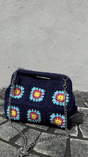 Häkeltasche Granny Clutch Bäg