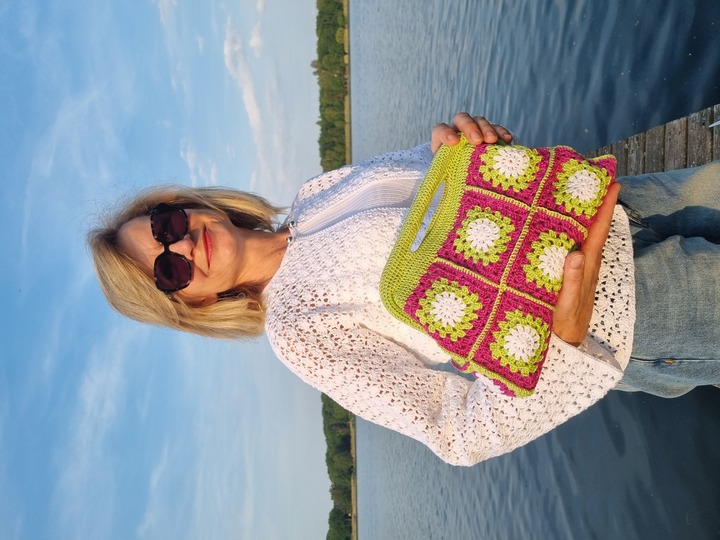 Häkeltasche Granny Clutch Bäg