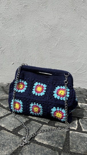 Häkeltasche Granny Clutch Bäg