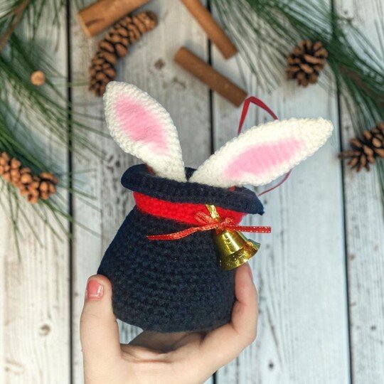Christmas Rabbit in Magic Hat Crochet Pattern, Christmas in July