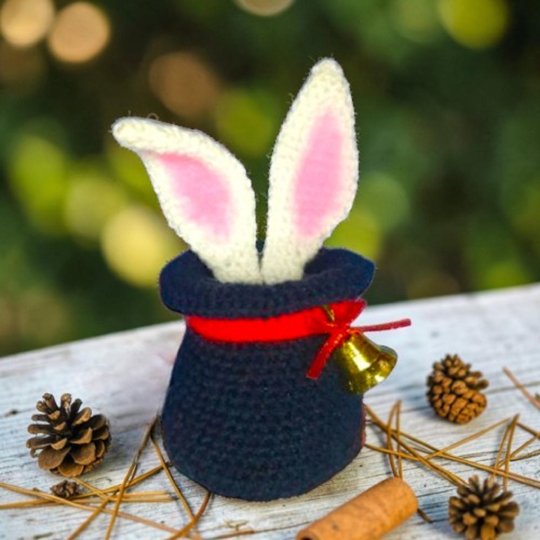 Christmas Rabbit in Magic Hat Crochet Pattern, Christmas in July