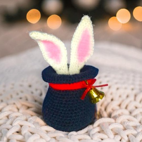 Christmas Rabbit in Magic Hat Crochet Pattern, Christmas in July