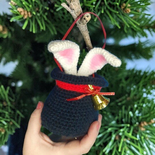 Christmas Rabbit in Magic Hat Crochet Pattern, Christmas in July