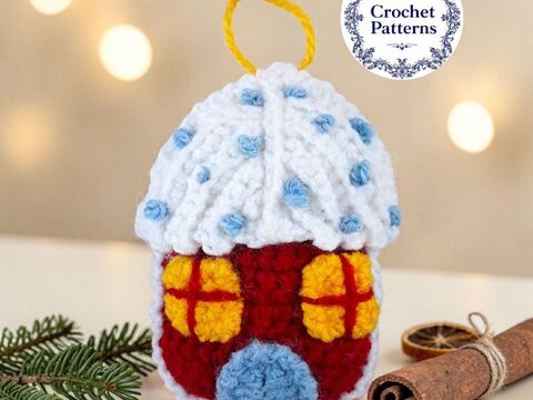 Christmas Gingerbread House Ornament Crochet Pattern, Christmas in July