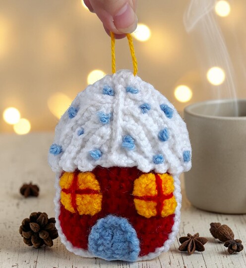 Christmas Gingerbread House Ornament Crochet Pattern, Christmas in July