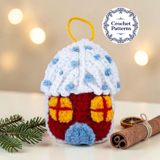 Christmas Gingerbread House Ornament Crochet Pattern, Christmas in July
