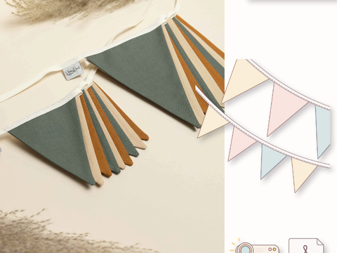 Fabric bunting banner sewing pattern - decor