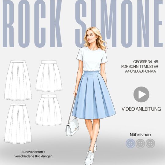 Schnittmuster Rock Simone | mit Quetschfalten | Gr. 34–48 (PDF)
