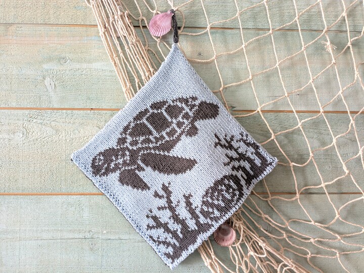 Pot holders "Sea Love 3.0" - Double sided knitting pattern