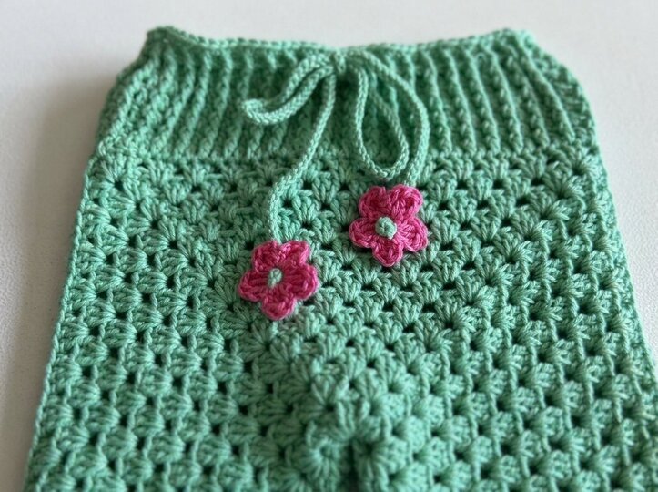 Häkelanleitung Babyhose „Granny Square" – Größe 50–56