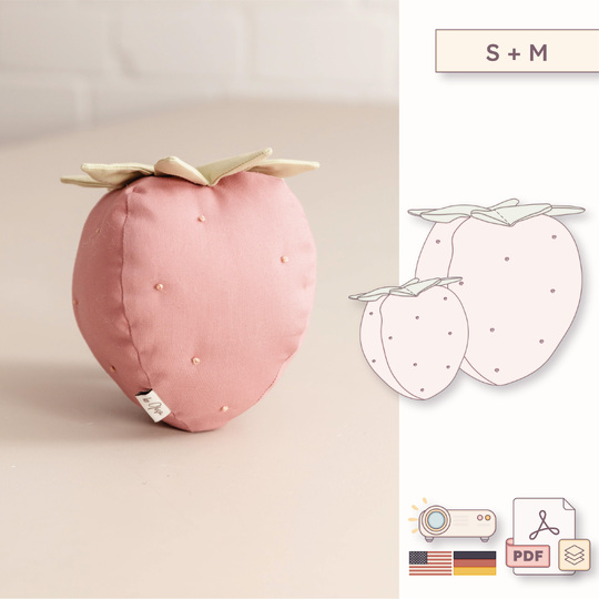 Strawberry pillow sewing pattern - decor