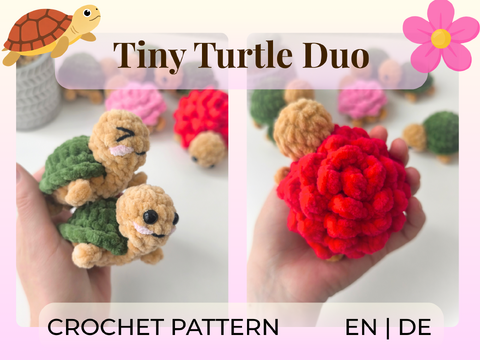 2-in-1 Mini Turtle Crochet Pattern – No-Sew Amigurumi