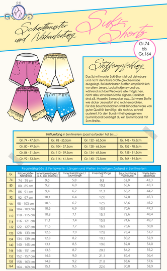 E-Book Schnittmuster Suki-Shorts Gr. 74 bis 164