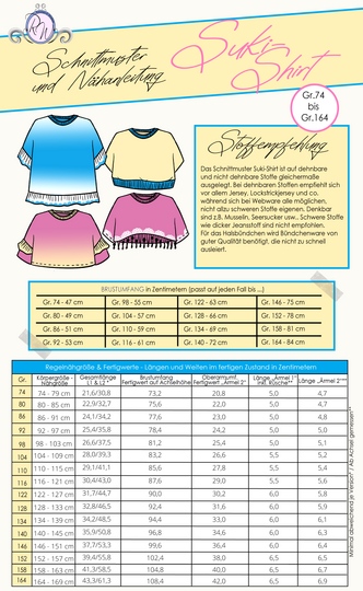 E-Book Schnittmuster Suki-Shirt Gr. 74 bis 164