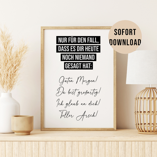 Poster TOLLER ARSCH Motivationsposter Wandbild Download Digitale Datei
