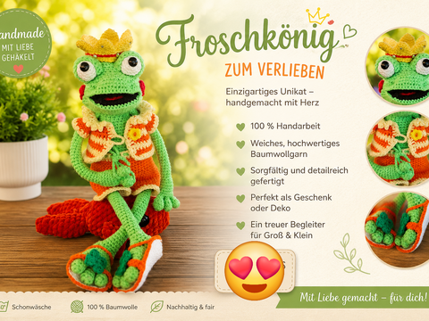Froschkönig zum verlieben - Amigurumi Häkelanleitung - PDF Deutsch