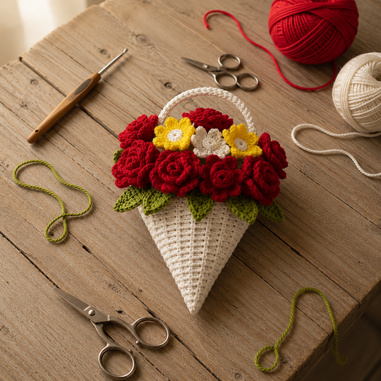 Crochet Flower Bouquet PDF Pattern + English Video Tutorial