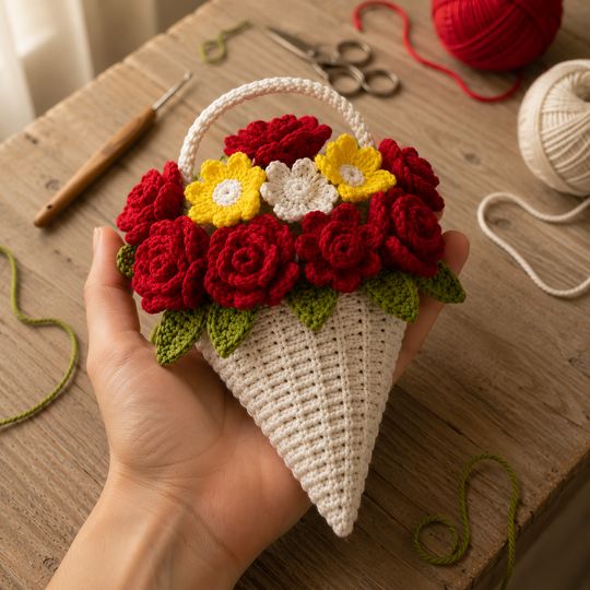 Crochet Flower Bouquet PDF Pattern + English Video Tutorial