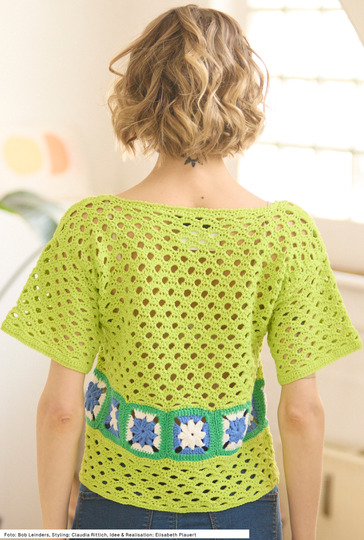 Häkelshirt mit Granny-Bordüre