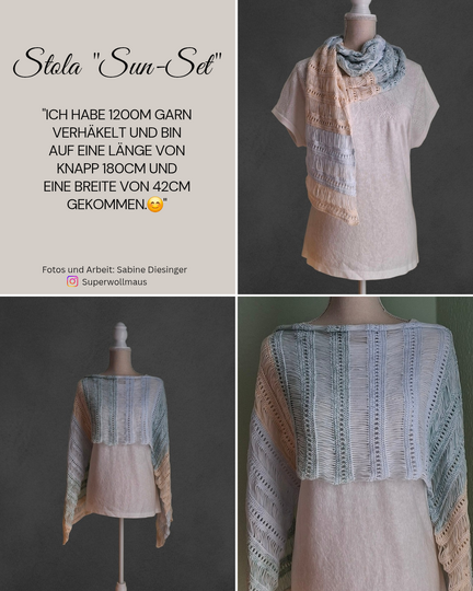 Häkelanleitung Sun-Set Breeze Twinset – 2 in 1: lässiges Shirt & Stola