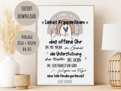 Poster Abschied Kita oder Krippe Abschiedsgeschenk KITA Digitale Datei