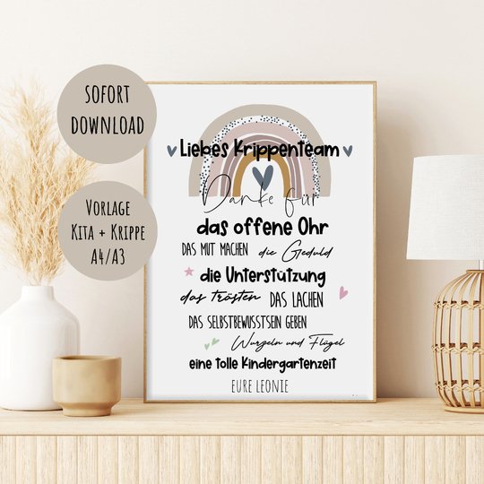 Poster Abschied Kita oder Krippe Abschiedsgeschenk KITA Digitale Datei