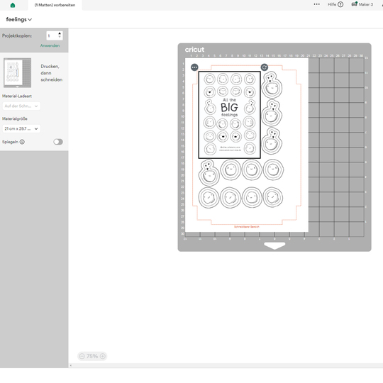 Emoji Sticker "BIG feelings" - Print then Cut png für Schneidplotter