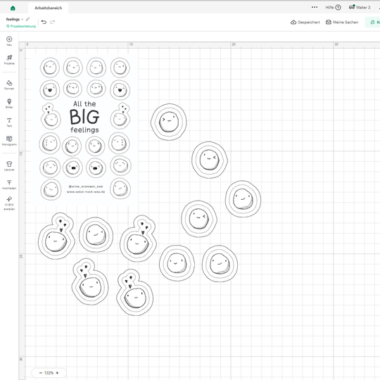 Emoji Sticker "BIG feelings" - Print then Cut png für Schneidplotter