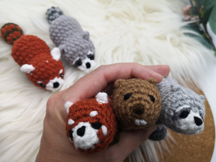 3in1 Mini-Animals: Racoon, Red Panda, Beaver - Crochet Pattern by NiggyArts