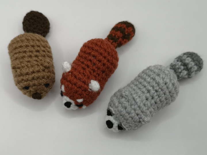 3in1 Mini-Animals: Racoon, Red Panda, Beaver - Crochet Pattern by NiggyArts