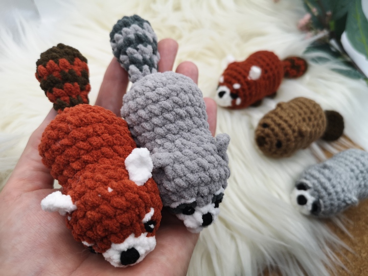 3in1 Mini-Animals: Racoon, Red Panda, Beaver - Crochet Pattern by NiggyArts