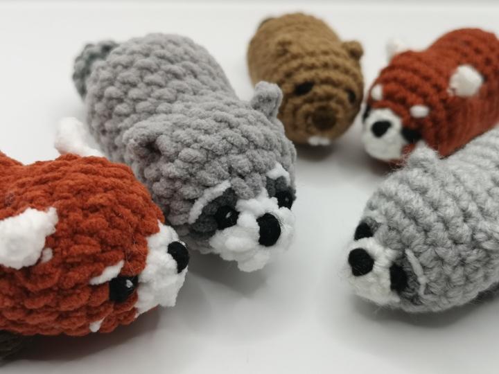 3in1 Mini-Tiere: Waschbär, Roter Panda, Biber - Häkelanleitung by NiggyArts