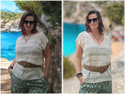 Häkelanleitung „Sun Set“ Sommershirt – lässig & luftig ​mit V-Ausschnitt