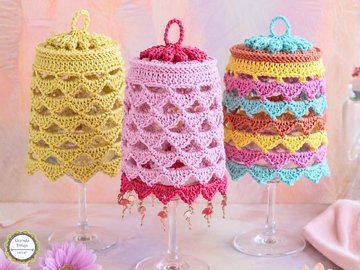 Crochet Pattern Lampshade for Wine Glass "Talira" Table Decor Lantern