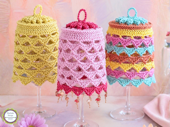Crochet Pattern Lampshade for Wine Glass "Talira" Table Decor Lantern