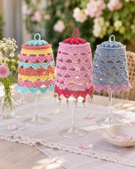 Crochet Pattern Lampshade for Wine Glass "Talira" Table Decor Lantern